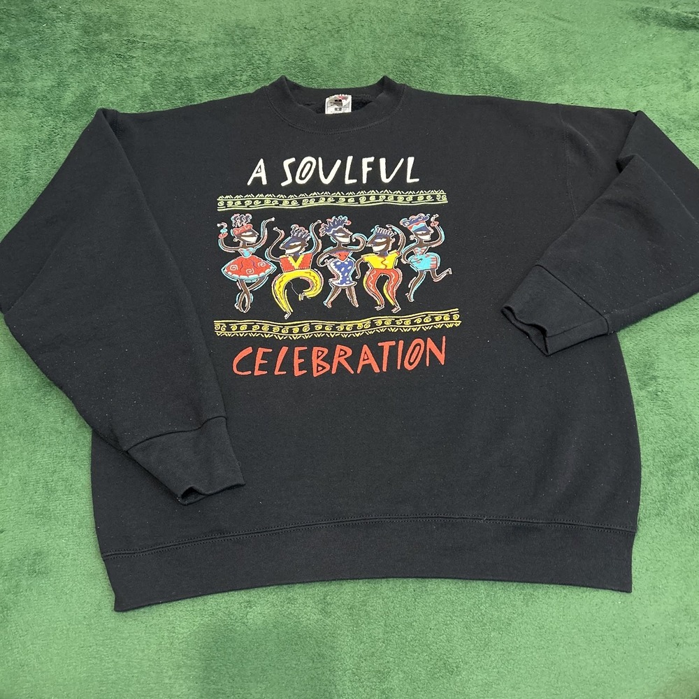 Vintage 90s A Soulful Celebration Dancers Black Graphic Crewneck Sweatshirt L